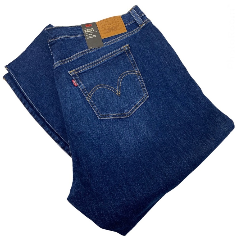 Levis Big E Jeans Wedgie Skinny Womens SZ 22W Crop Raw Hem Button Fly Plus - Picture 3 of 16